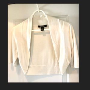 White House Black Market White Shrug Sweater
